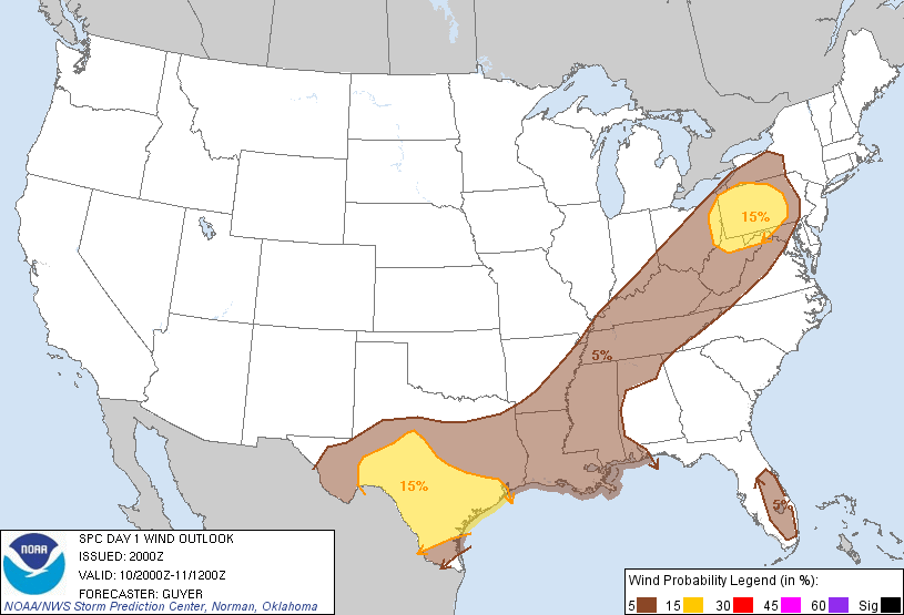 20130510 2000 UTC Day 1 Damaging Wind Probabilities Graphic