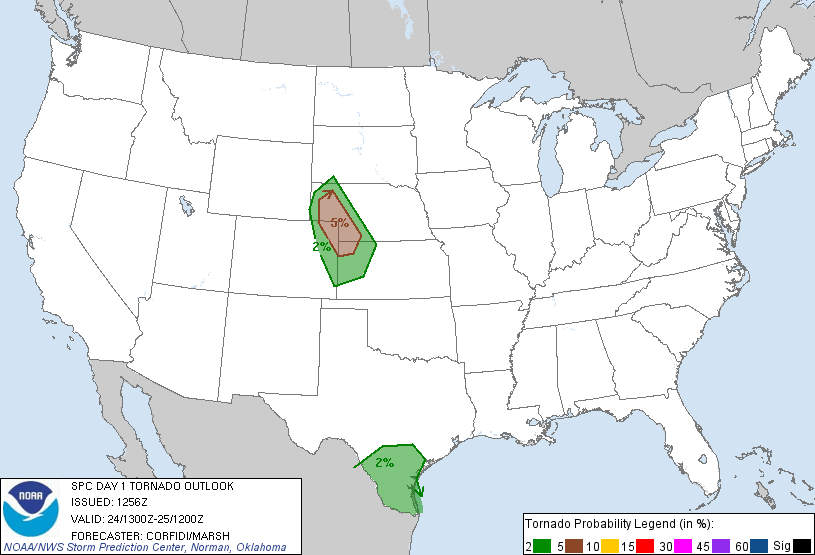 20130524 1300 UTC Day 1 Tornado Probabilities Graphic