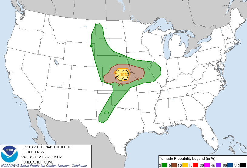 20130527 1200 UTC Day 1 Tornado Probabilities Graphic