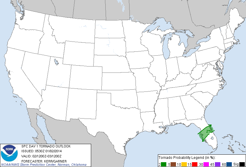20140102 1200 UTC Day 1 Tornado Probabilities Graphic