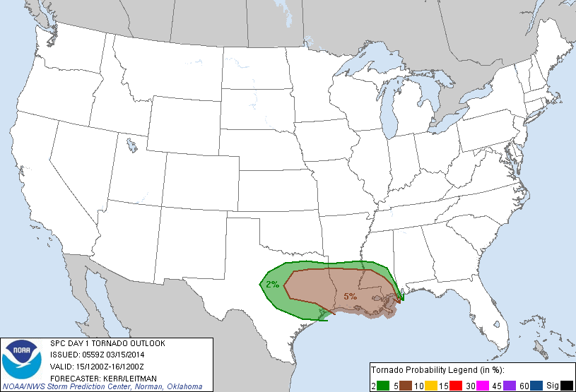 20140315 1200 UTC Day 1 Tornado Probabilities Graphic