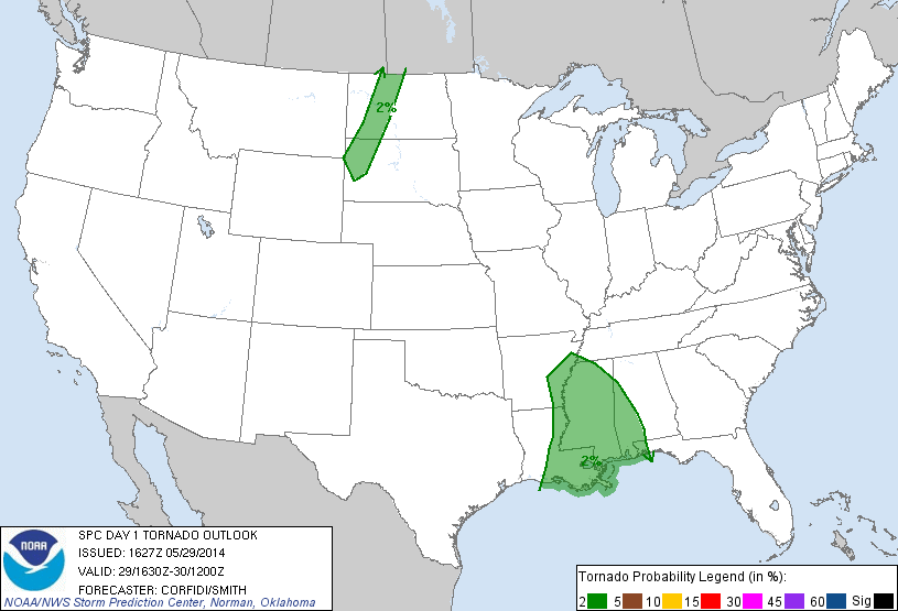 20140529 1630 UTC Day 1 Tornado Probabilities Graphic