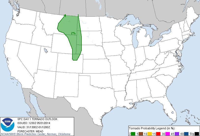 20140531 1300 UTC Day 1 Tornado Probabilities Graphic