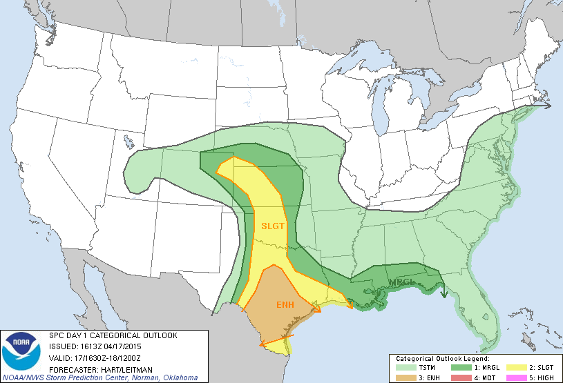 severe weather outlook for April 17, 2015