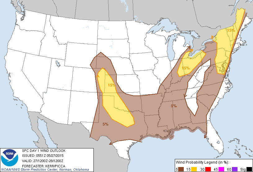 20150527 1200 UTC Day 1 Damaging Wind Probabilities Graphic