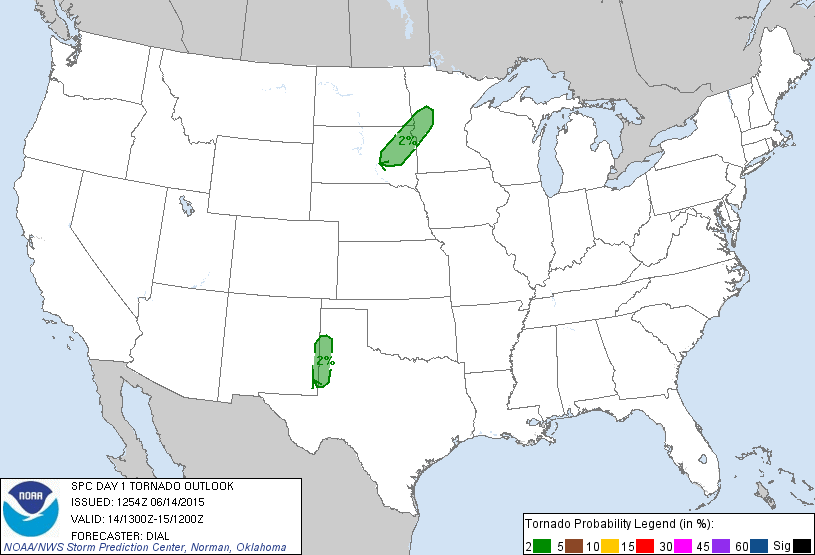 20150614 1300 UTC Day 1 Tornado Probabilities Graphic