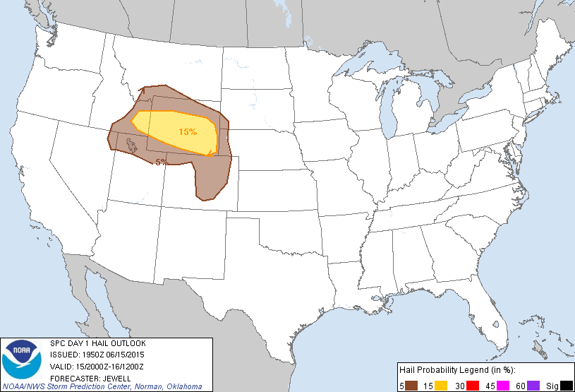 20150615 2000 UTC Day 1 Large Hail Probabilities Graphic