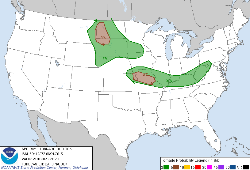 20150621 1630 UTC Day 1 Tornado Probabilities Graphic