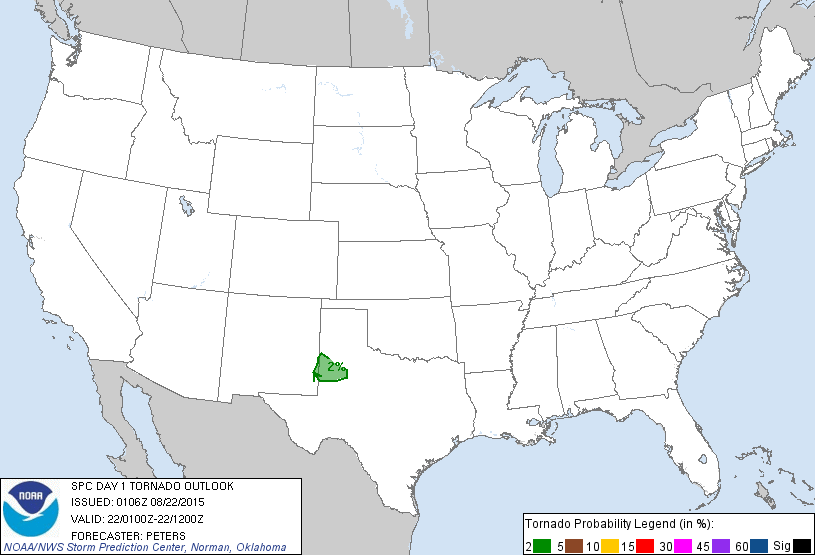 20150822 0100 UTC Day 1 Tornado Probabilities Graphic