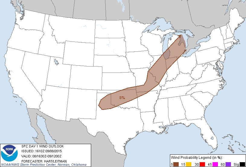 20150908 1630 UTC Day 1 Damaging Wind Probabilities Graphic