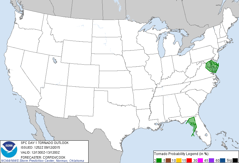 20150912 1300 UTC Day 1 Tornado Probabilities Graphic
