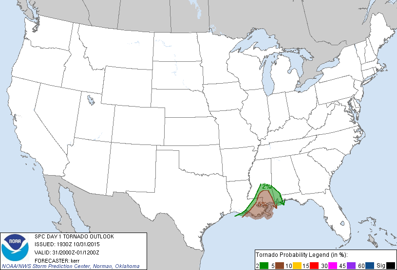 20151031 2000 UTC Day 1 Tornado Probabilities Graphic