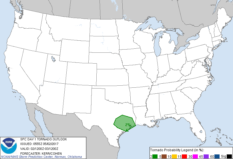 20170502 1200 UTC Day 1 Tornado Probabilities Graphic