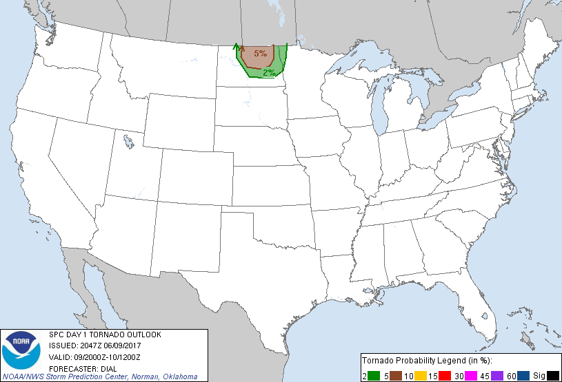 20170609 2000 UTC Day 1 Tornado Probabilities Graphic