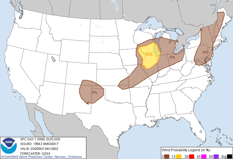 20170803 2000 UTC Day 1 Damaging Wind Probabilities Graphic