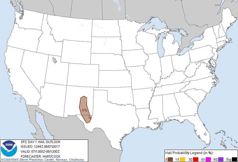 20170807 1300 UTC Day 1 Large Hail Probabilities Graphic