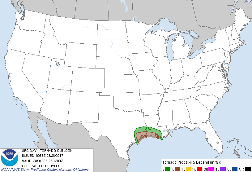 20170828 0100 UTC Day 1 Tornado Probabilities Graphic