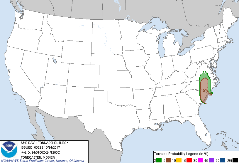 20171024 0100 UTC Day 1 Tornado Probabilities Graphic