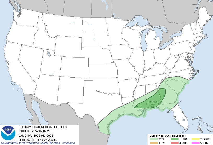 20180207 1300 UTC Day 1 Outlook Graphic