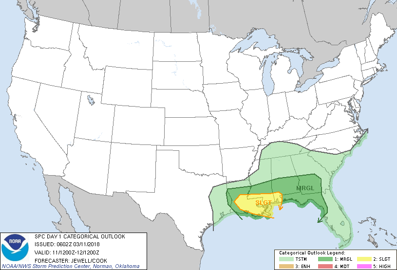 20180311 1200 UTC Day 1 Outlook Graphic