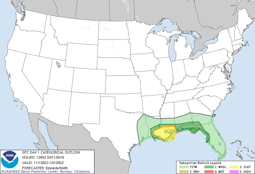 20180311 1300 UTC Day 1 Outlook Graphic