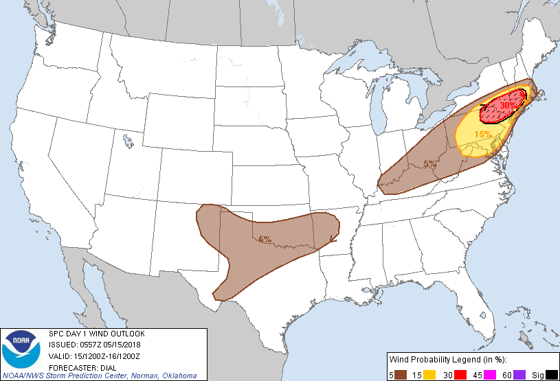 20180515 1200 UTC Day 1 Damaging Wind Probabilities Graphic