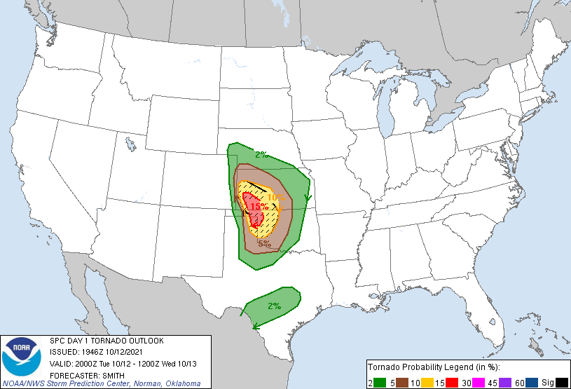20211012 2000 UTC Day 1 Tornado Probabilities Graphic