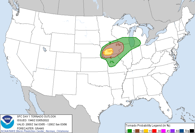 20220305 2000 UTC Day 1 Tornado Probabilities Graphic