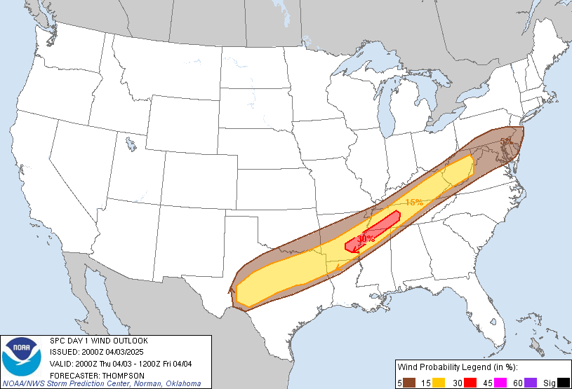 Probabilistic Damaging Wind Outlook