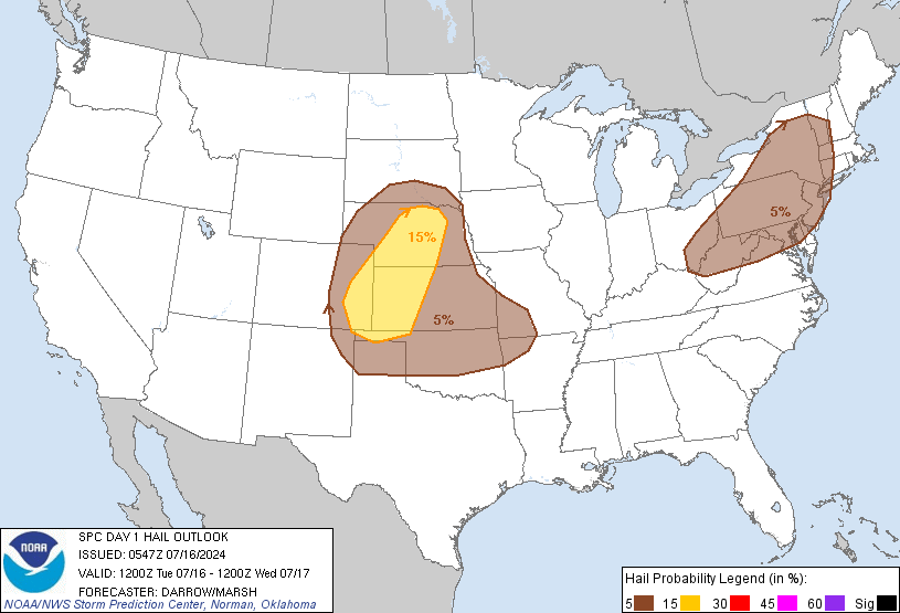 Day 1 
Hail probabilities