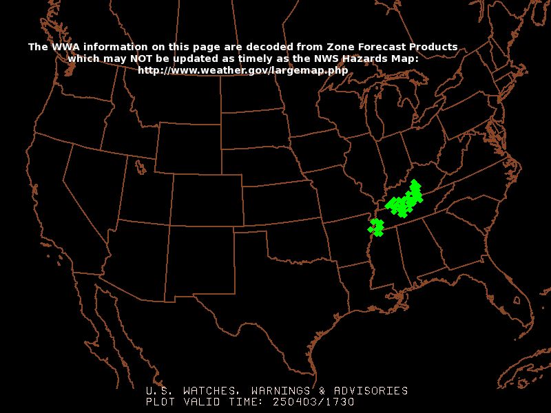 Watch, Warning, and Advisory graphic