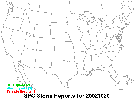 Map of yesterday's severe weather reports