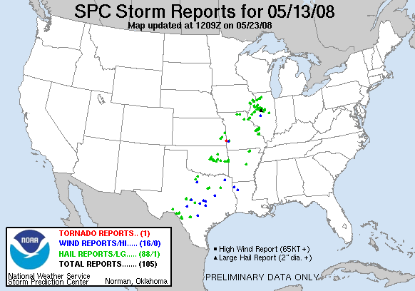 Map of 080513_rpts's severe weather reports
