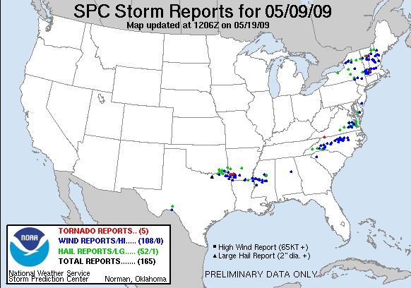 Map of 090509_rpts's severe weather reports