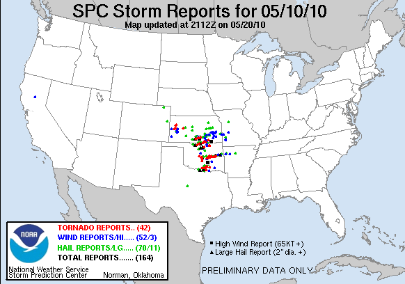 Preliminary Storm Reports for 5/10/2010 Compiled by the Storm Prediction Center