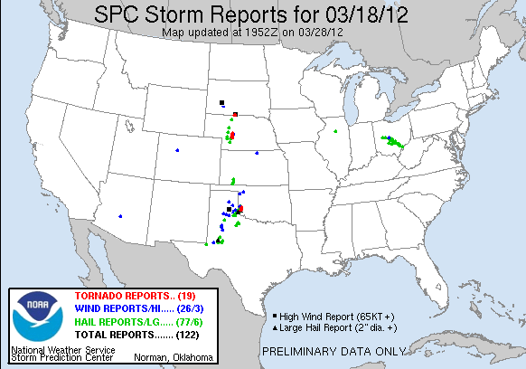 Preliminary Storm Reports for 3/18/2012 Compiled by the Storm Prediction Center