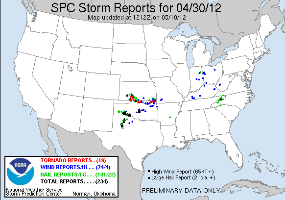 Preliminary Storm Reports for 4/30/2012 Compiled by the Storm Prediction Center