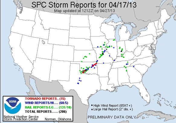 Preliminary Storm Reports for 4/17/2013 Compiled by the Storm Prediction Center