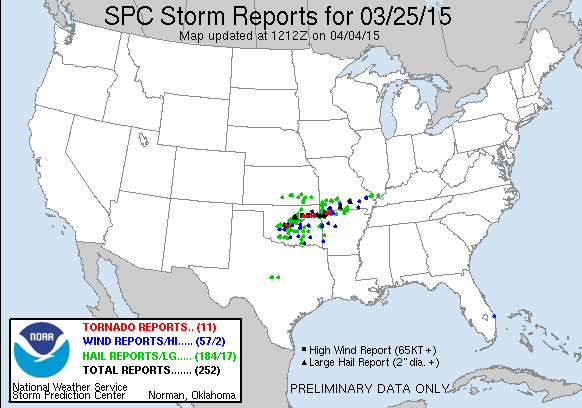 Preliminary Storm Reports for 3/25/2015 Compiled by the Storm Prediction Center