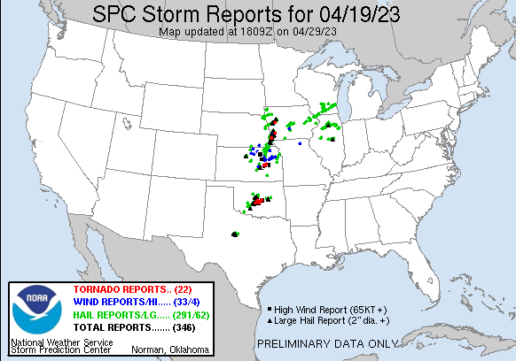 Preliminary Storm Reports for 4/19/2023 Compiled by the Storm Prediction Center