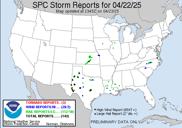 USA Storms Trackers Yesterday