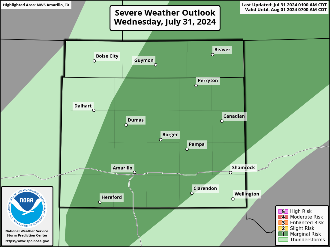 Severe Weather Outlook for Guymon, OK and surrounding areas