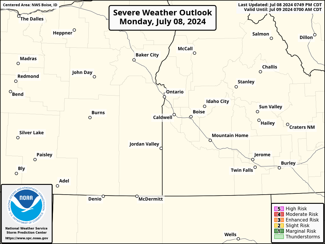 Severe Weather Outlook for Nampa, ID and surrounding areas