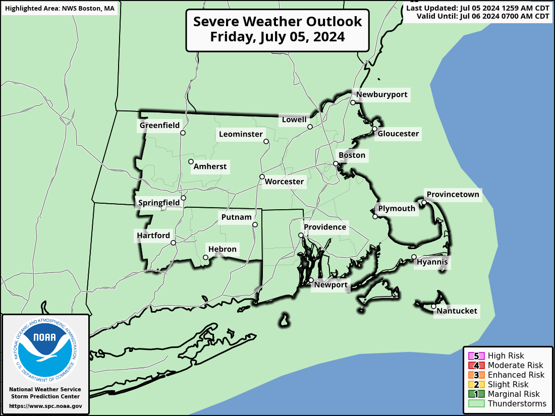 Severe Weather Outlook for Barnstable, MA and surrounding areas