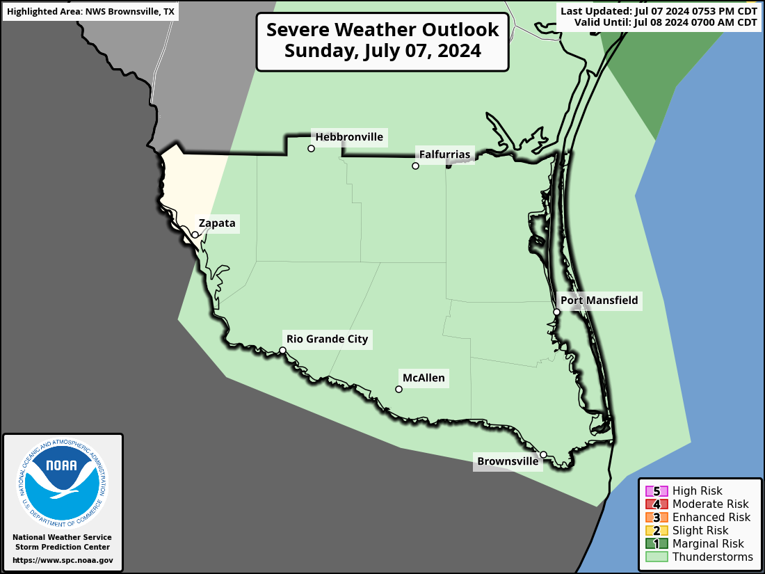 Severe Weather Outlook for McAllen, TX and surrounding areas