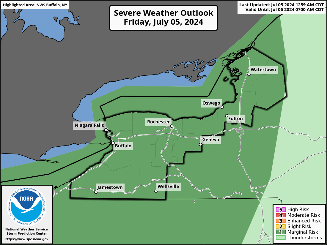 Severe Weather Outlook for Rochester, NY and surrounding areas