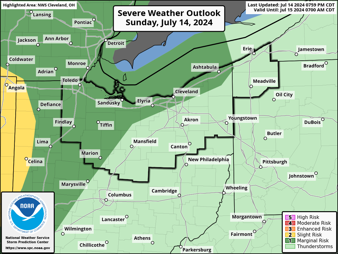 Severe Weather Outlook for Youngstown, OH and surrounding areas