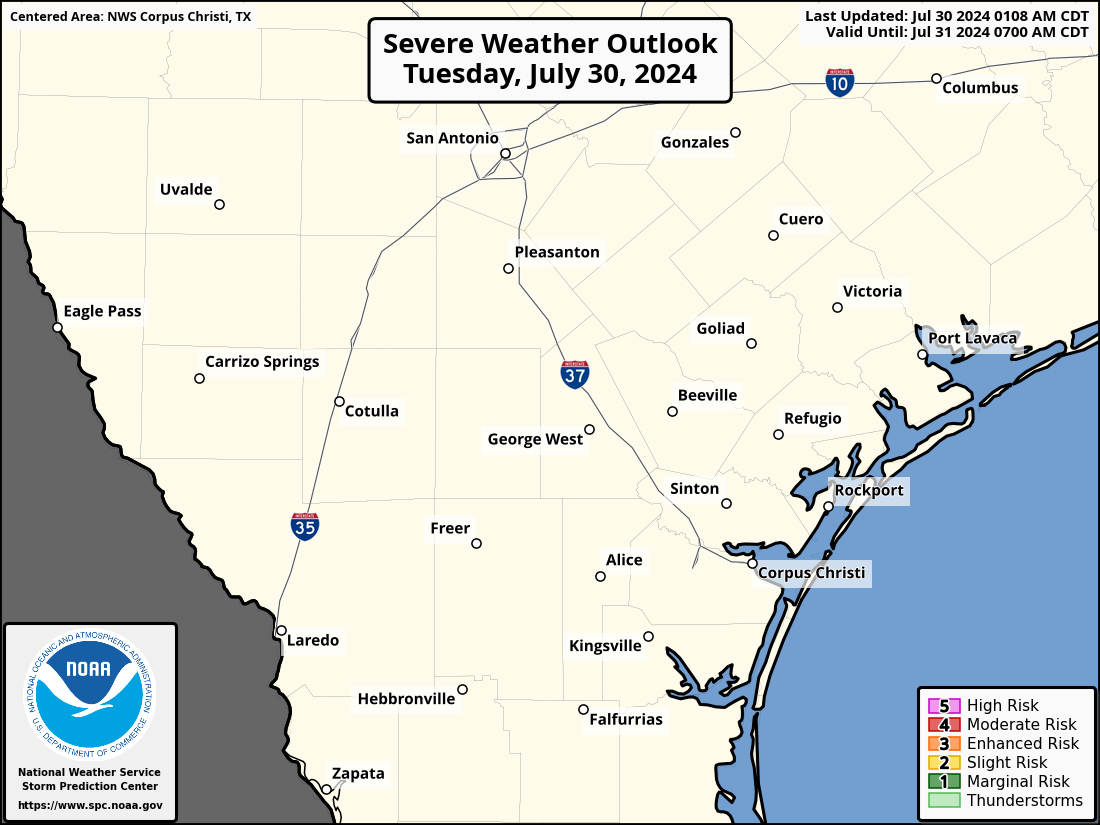 Severe Weather Outlook for Corpus Christi, TX and surrounding areas
