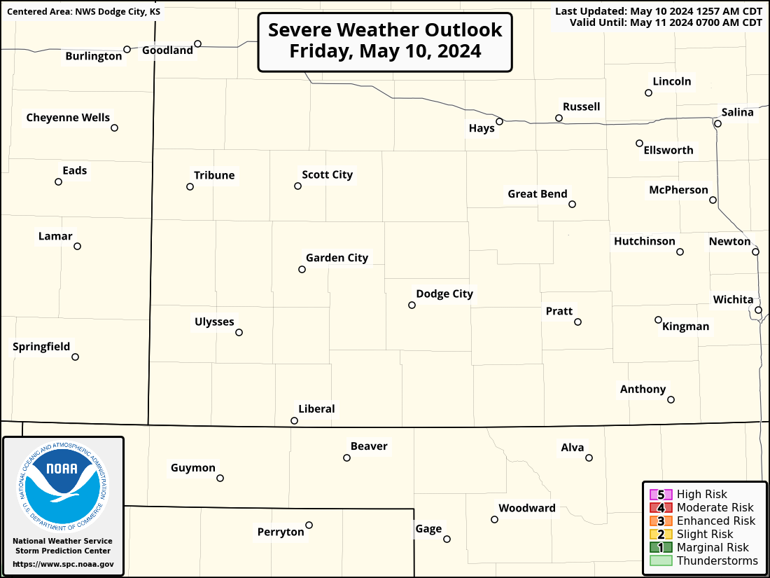 Severe Weather Outlook for Hugoton, KS and surrounding areas