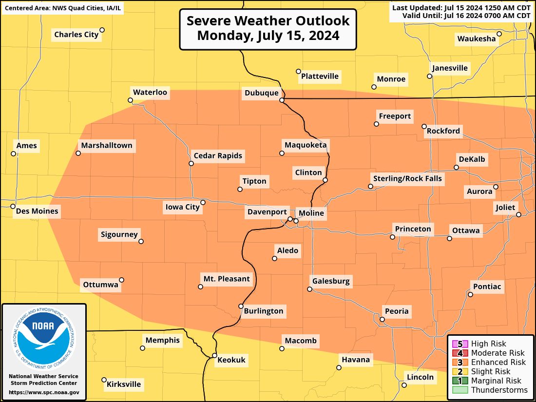 Severe Weather Outlook for Tiffin, IA and surrounding areas